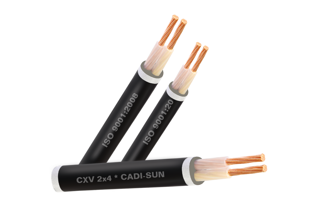 Cap dong 2 ruot boc cach dien XLPE, vo boc PVC CXV 2x